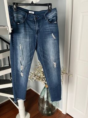 Kensie Distressed Cropped Blue Jeans 10/30